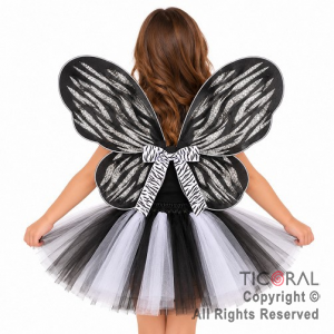 SET ALAS MARIPOSA Y POLLERA DISE�O DE CEBRA